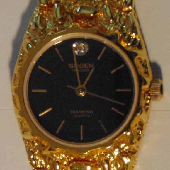 LADIES GRUEN GOLD TONE NUGGET WATCH - Picture 5 of 9